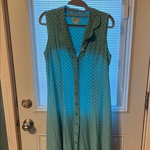 Christopher & Banks Teal Polka Dot Midi Dress